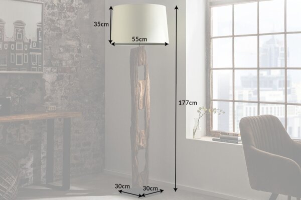 Stehleuchte Holz Stoff Weiß blendarm 177 cm E27 Lesen