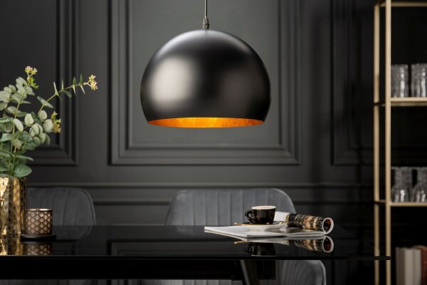 Suspension ronde Noir Or Métal Ø30 cm Rétro