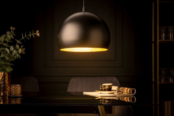 Suspension ronde Noir Or Métal Ø30 cm Rétro