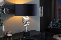 Tischleuchte Silber Schwarz Totenkopf E27 Metall Stoff