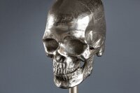 Tischleuchte Silber Schwarz Totenkopf E27 Metall Stoff