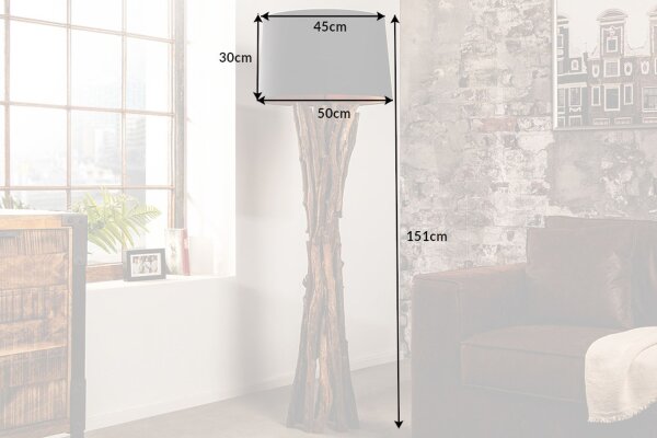 Lampadaire naturel noir or 151 cm bois coton