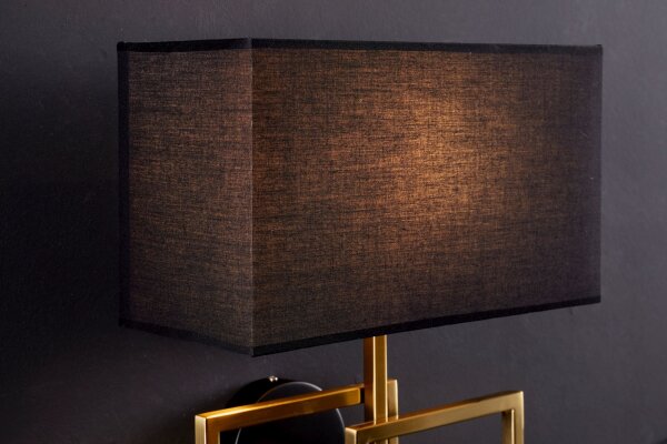 Wandlampe Stoff blendarm T:20 cm E27 in Gold Schwarz