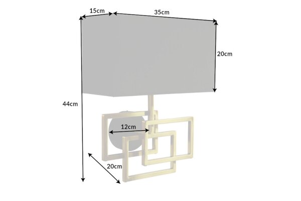 Wandlampe Stoff blendarm T:20 cm E27 in Gold Schwarz