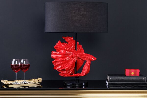 Tischleuchte Marmor Stoff Rot Schwarz 64 cm gemütlich