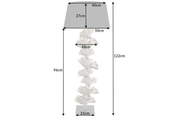 Stehleuchte Stoff Metall Marmor E27 122 cm niedrig