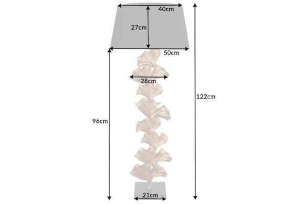 Stehlampe E27 Stoff Metall 122 cm in Gold Schwarz