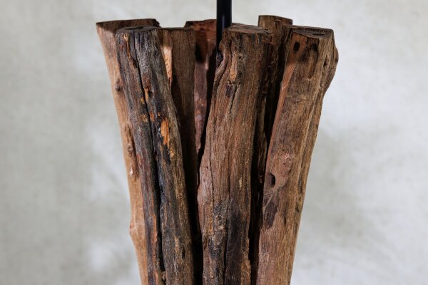 Tischleuchte Holz Stoff Weiß 58 cm groß E27 blendarm