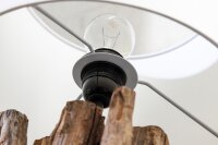 Lampe de table bois tissu blanc 58 cm grand E27 faible...