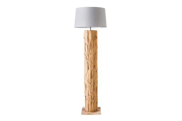 Stehlampe Holz Stoff Natur 138 cm E27 mit Fußschalter