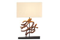 Tischleuchte Holz Stoff Kautschuk 57 cm E27 blendarm