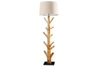 Stehleuchte Beige Stoffschirm Holz 175 cm Handarbeit