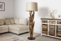 Lampadaire en bois Abat-jour en tissu...
