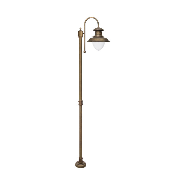 Wegeleuchte IP44 in Bronze Antik E27 210 cm Glas Messing