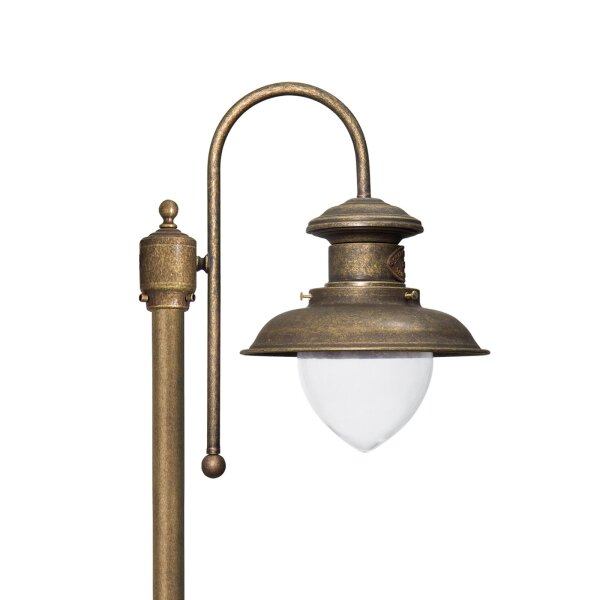 Wegeleuchte IP44 in Bronze Antik E27 210 cm Glas Messing