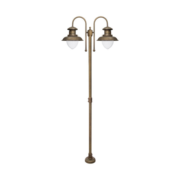 Lampe dextérieur à 2 flammes 210 cm E27 IP44 laiton Maritim