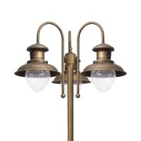 Wegeleuchte 3-flammig IP44 E27 210 cm Messing Glas