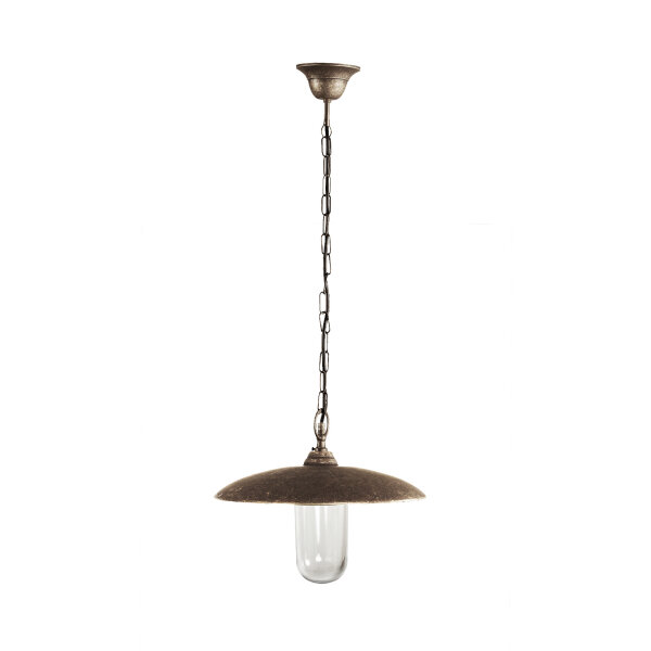 Außenlampe hängend IP44 E27 Ø 30,5 cm Echt-Messing