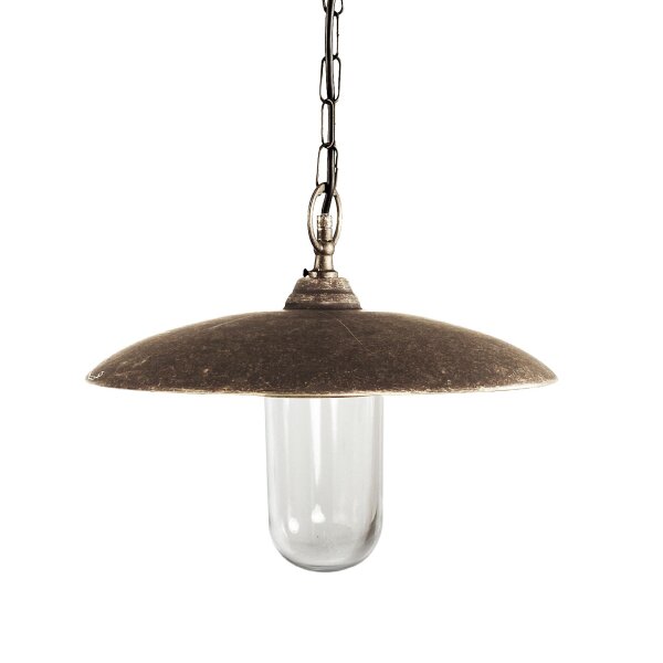 Außenlampe hängend IP44 E27 Ø 30,5 cm Echt-Messing