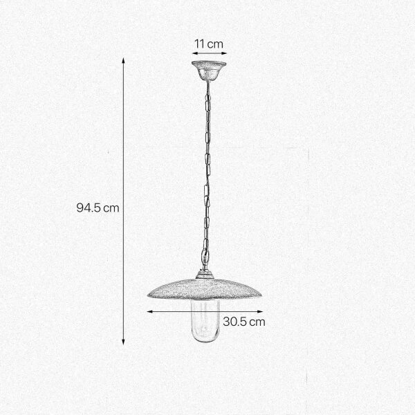 Außenlampe hängend IP44 E27 Ø 30,5 cm Echt-Messing