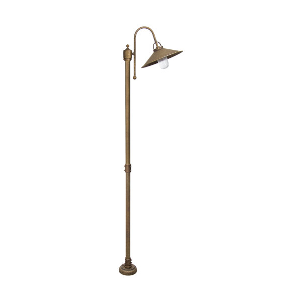 Maritime Wegeleuchte Messing Glas IP44 210 cm hoch E27