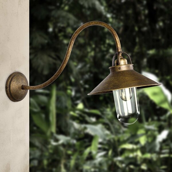 Lampe dextérieur murale IP44 E27 en bronze antique mat laiton véritable