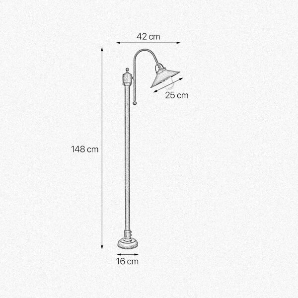 Lampadaire extérieur IP44 E27 148 cm laiton verre Maritim