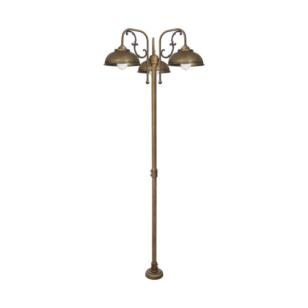 Lampadaire extérieur IP44 210 cm 3-flamme E27 laiton massif
