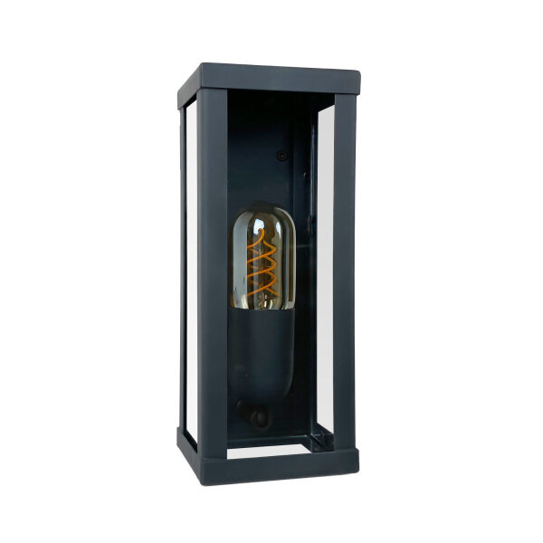 Wandleuchte außen E27 IP43 H: 25 cm Eisen Glas