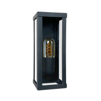 Wandleuchte außen E27 IP43 H: 25 cm Eisen Glas