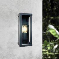 Wandleuchte außen E27 IP43 H: 25 cm Eisen Glas