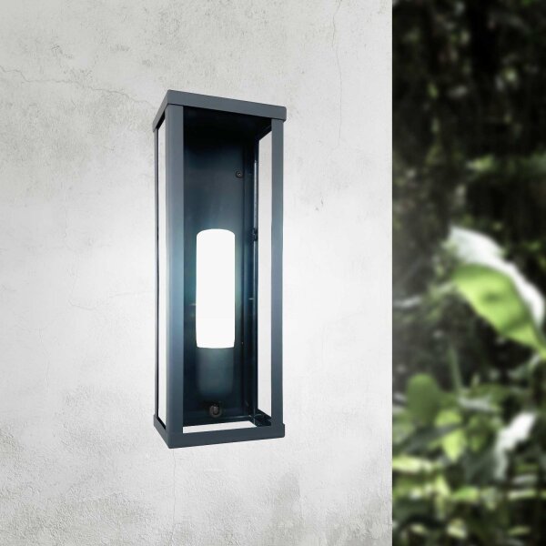 Außenleuchte Wand in Bronze matt IP43 E27 Eisen Glas
