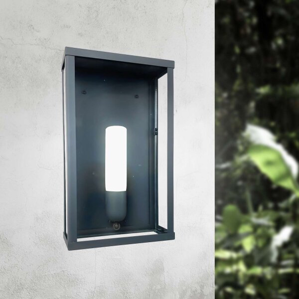 Wandlampe außen H: 36 cm IP43 E27 in Bronze aus Eisen Glas