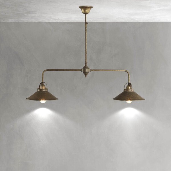 Deckenlampe 2-flammig E27 in Bronze Antik Echt-Messing