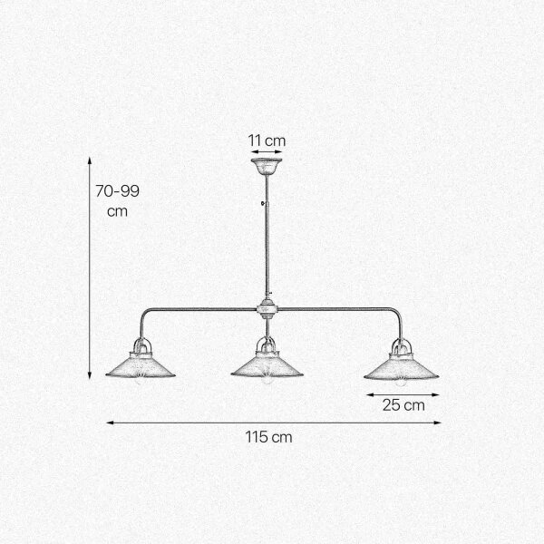 Plafonnier réglable en laiton L : 115 cm en bronze antique