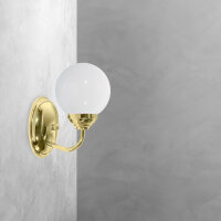 Lampe de salle de bain murale laiton verre abat-jour...