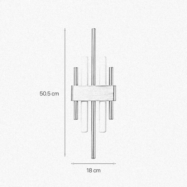 Wandleuchte Messing Art Déco für 2x S14d H: 50,5 cm