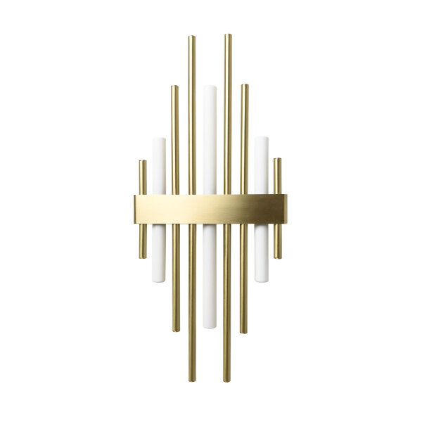 Art Déco Wandleuchte 70,5cm hoch Messing massiv 3x S14d