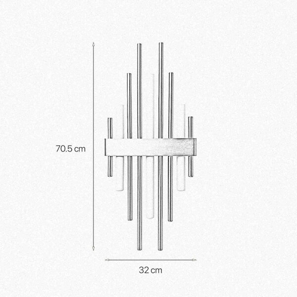 Art Déco Wandleuchte 70,5cm hoch Messing massiv 3x S14d