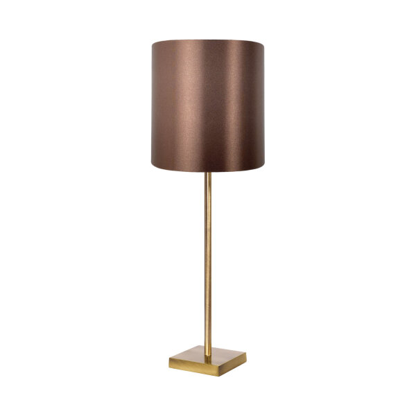 Tischlampe E27 68,5 cm Messing Stoff in Bronze hell Braun