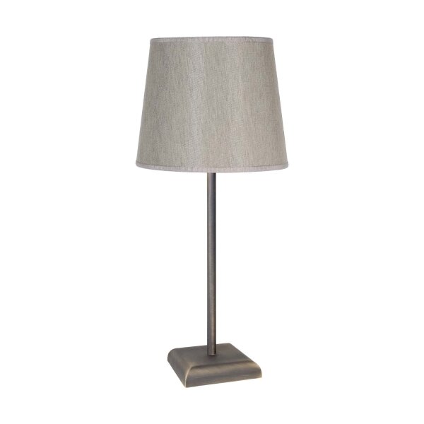 Tischlampe in Bronze matt Beige E27 45 cm Messing Stoff