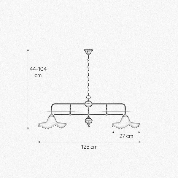 Suspension à 2 flammes en bronze antique blanc E27 laiton verre