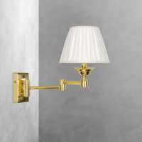 Applique murale laiton poli tissu blanc E14 bras...