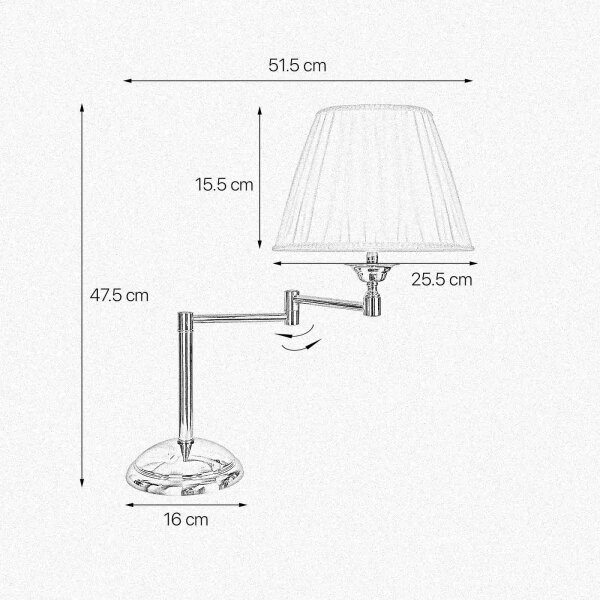 Tischlampe verstellbar 47,5 cm Messing Stoff E14