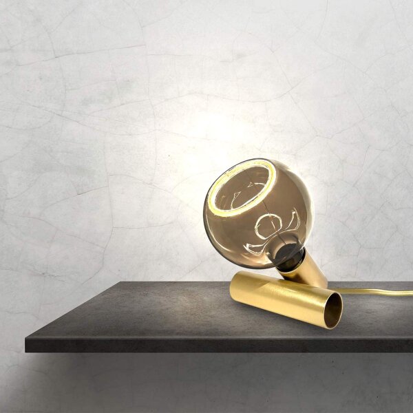 Tischleuchte klein H: 8 cm Echt-Messing E27 in Bronze hell