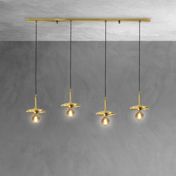 Lampe à suspendre à 4 flammes en bronze clair E27 laiton véritable