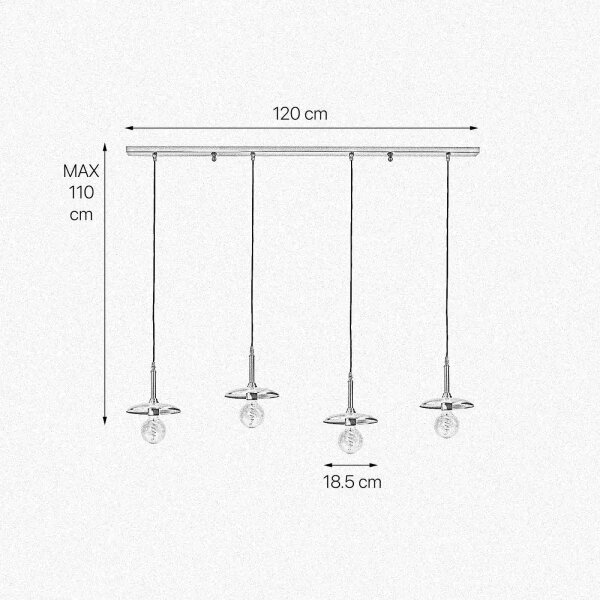 Lampe à suspendre à 4 flammes en bronze clair E27 laiton véritable