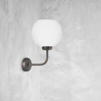 Wandlampe Messing Glas H: 32 cm in Bronze Weiß E27...
