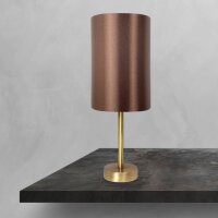 Tischlampe Messing Stoff H: 38,5 cm E27 in Bronze Braun