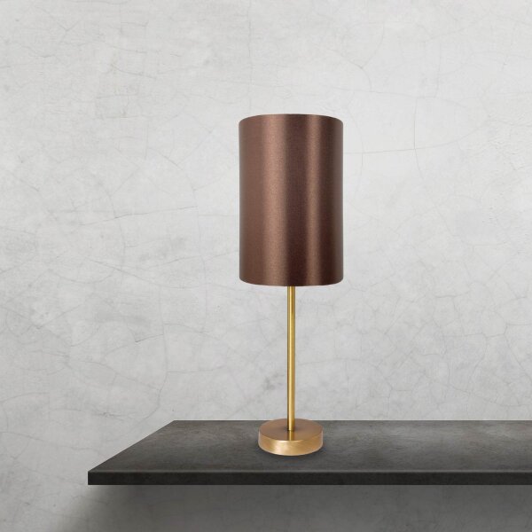 Nachttischleuchte in Bronze Braun E27 48,5 cm Messing Stoff